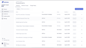 ตัวอย่าง Interface Optimizely เครื่องมือที่มี A/B Testing
