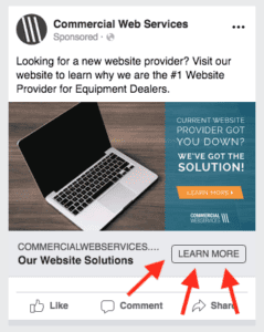 CTA Learn More บน Facebook Ads 
