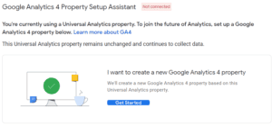 คลิก Get Started เพื่อมเริ่มการติดตั้ง Google Analytics 4