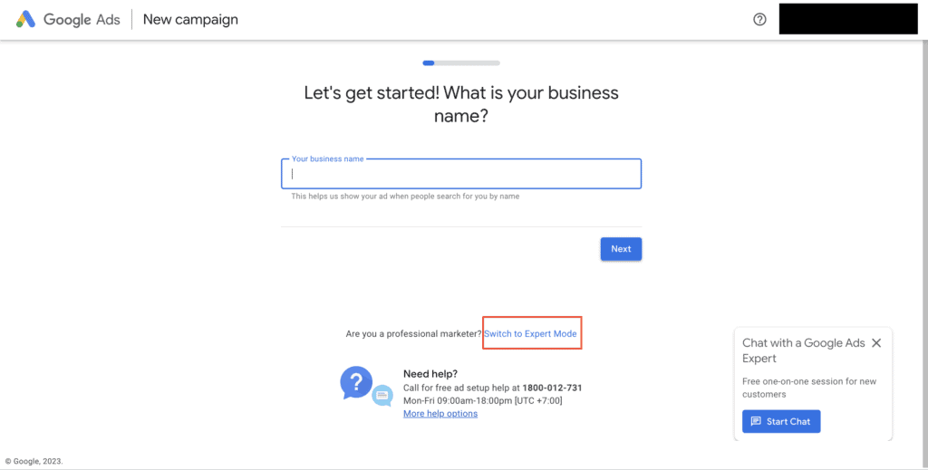 Google Ads - Switch to Expert Mode
