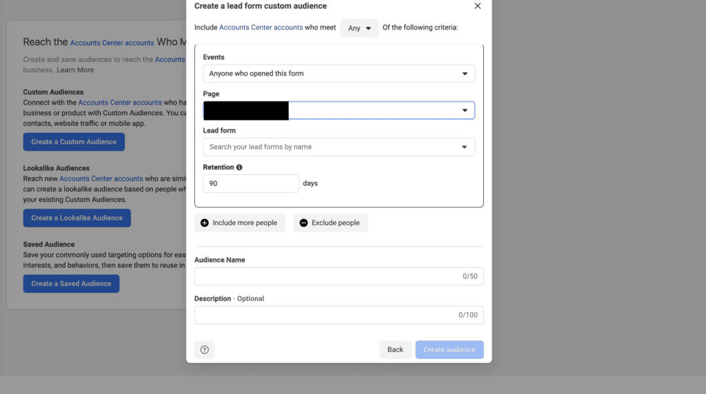Custom Audience - Lead Form
