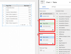 Google Studio - Dimension and Metric