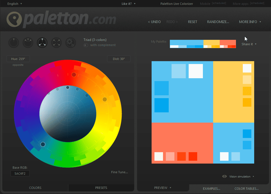 เว็บจับคู่สี paletton.com