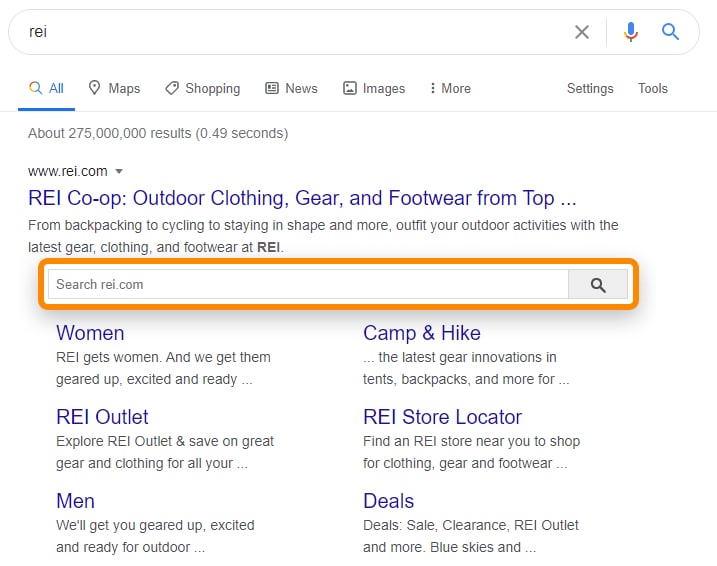Google Sitelinks - Sitelinks Search Box