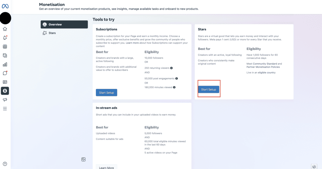 วิธีเปิดดาว Facebook - เข้าสู่ Meta Business Suite - Start Set Up