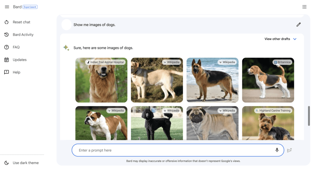 Google Bard รายการอัปเดต