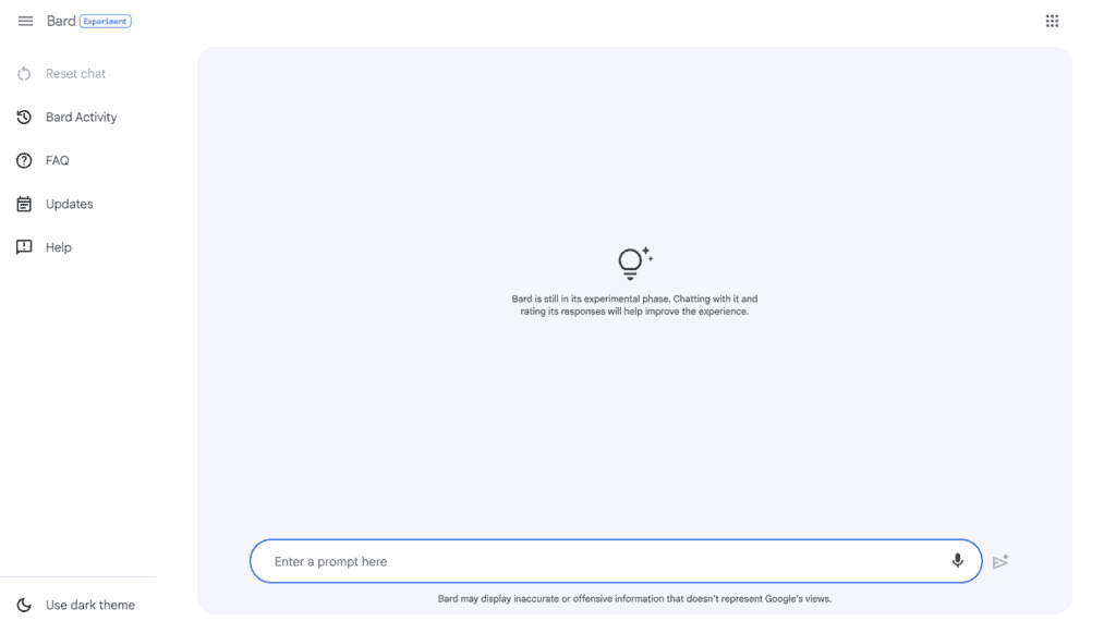 วิธีใช้ Google Bard - Light Mode
