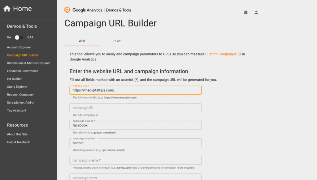 สร้าง UTM - Campaign URL Builder - Copy URL
