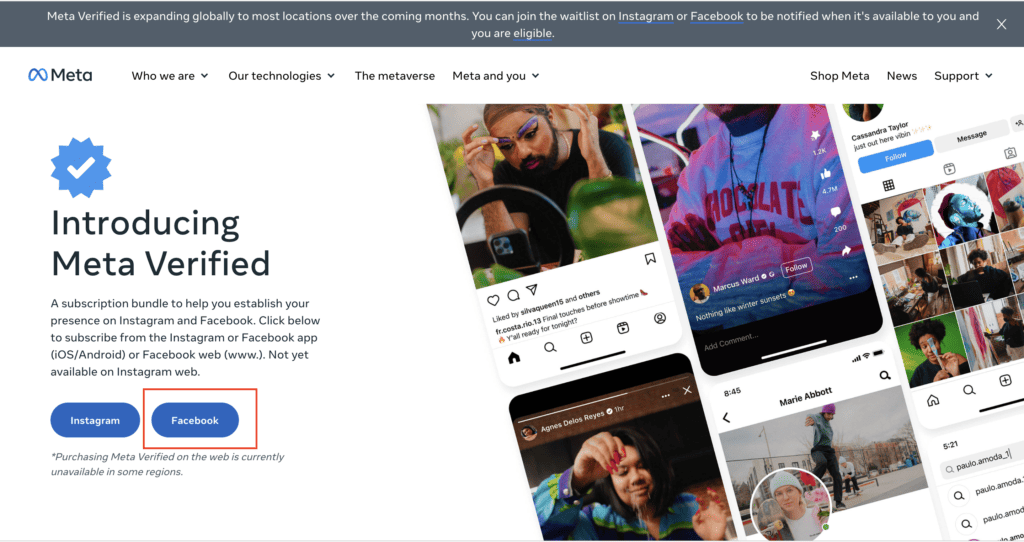 สมัคร Meta Verified