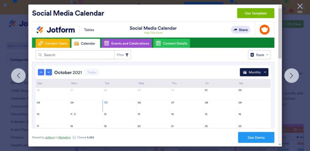 Social Media Schedule