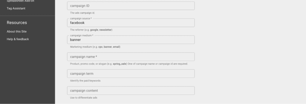 สร้าง UTM - Campaign URL Builder - ใส่ข้อมูล UTM