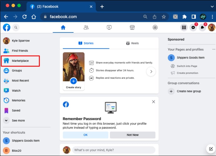 Facebook Marketplace - เข้าใช้งาน