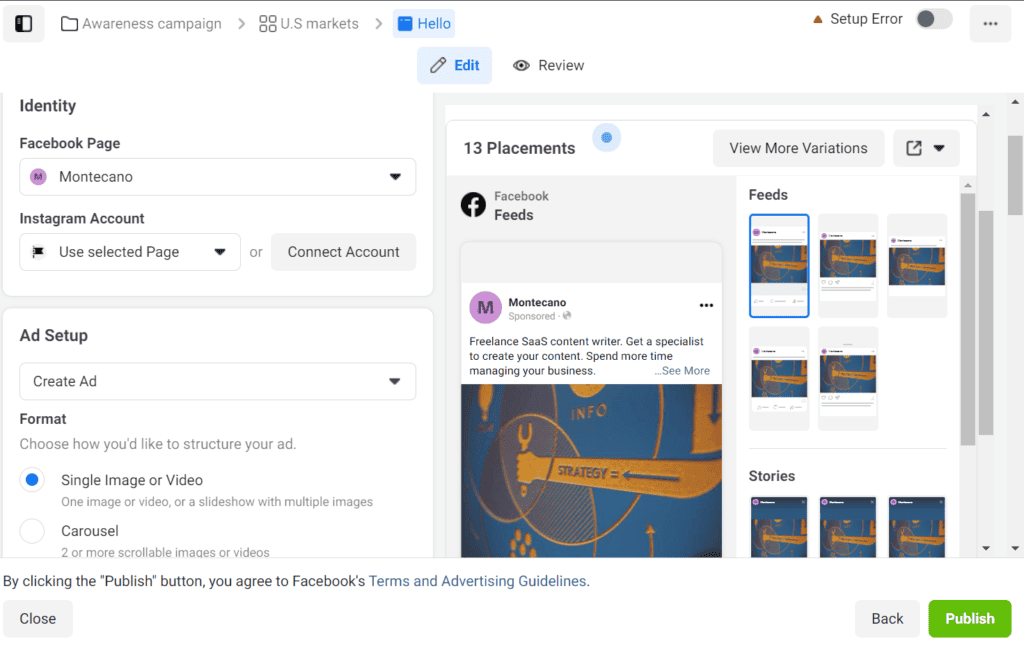 ขั้นตอน Facebook Ads