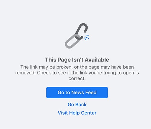 เพจ Facebook ถูกระงับ