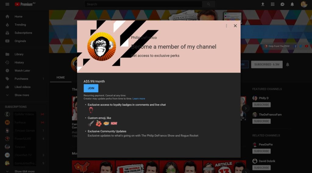 สมัคร YouTube Membership