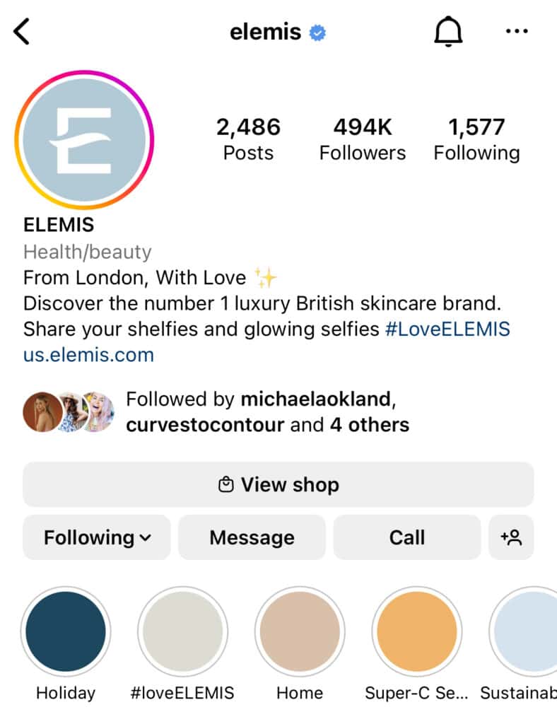 Instagram Business Bio