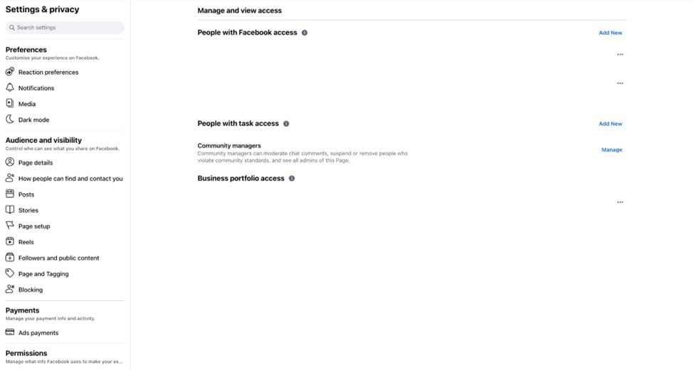 Page Role - Manage and view access