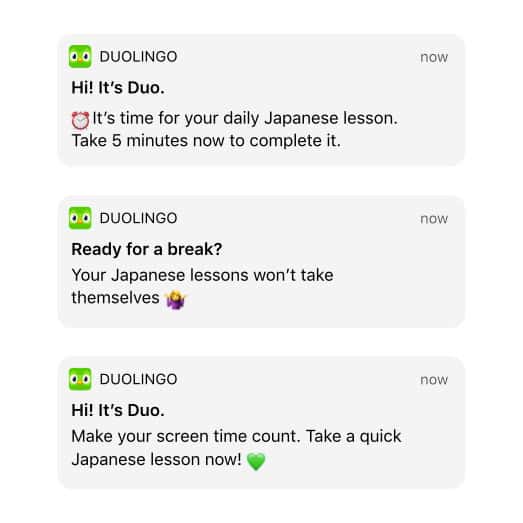 Push Notifications ของแอป Duolingo ช่วยกระตุ้นให้คนอยากเรียนมากขึ้น