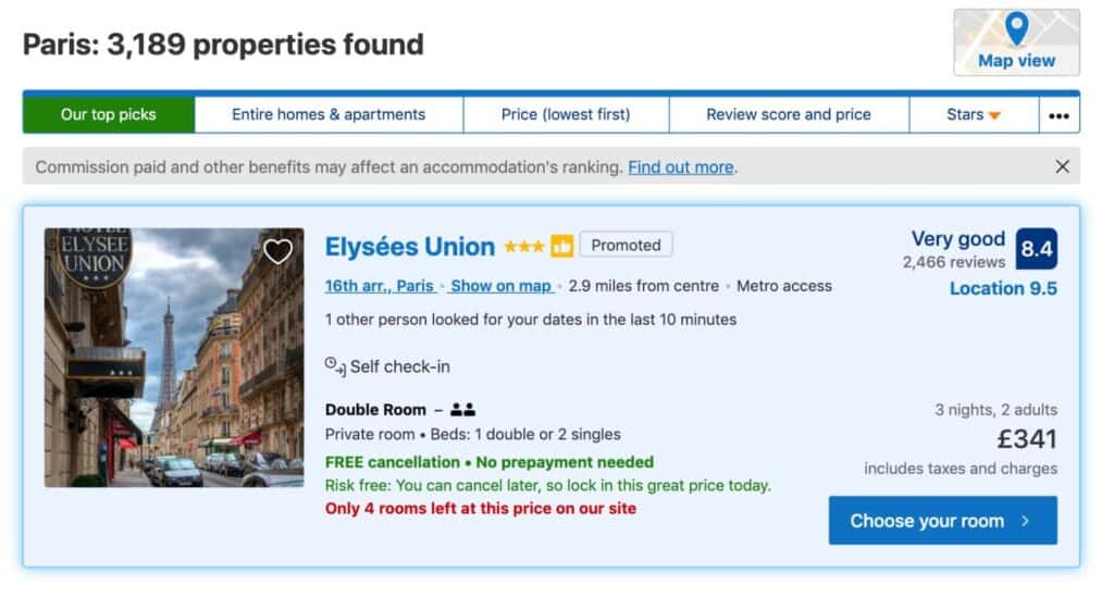 Booking.com ใช้ FOMO Marketing ในการโปรโมตห้องพักที่ยังว่างอยู่
