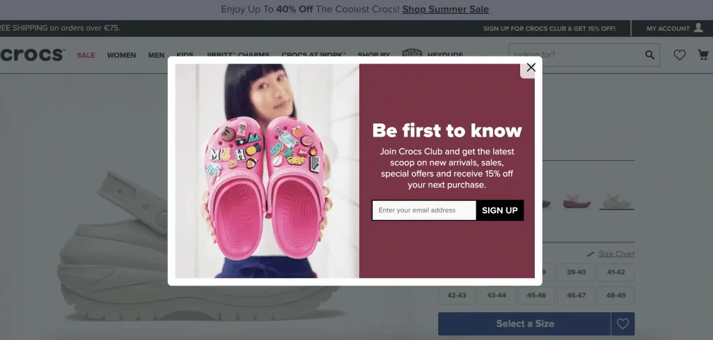 Crocs ทำโฆษณา Pop-ups แบบที่ไม่ใส่โปรโมชันไว้บน Headline